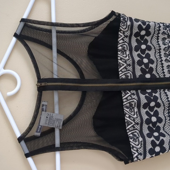 Small American Rag Dress Mesh Lace Floral Black White Back Zipper - Picture 8 of 13